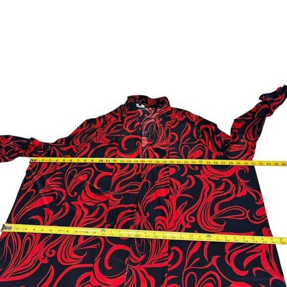 Ulla Popken Open Jacket Red Black 32/34 Artsy Classic Relaxed Stretch - Picture 6 of 8